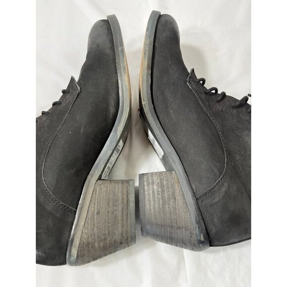 Topshop Able Black Nubuck leather Combat Ankle Boot Size 8.5 Lace Up - Picture 10 of 13